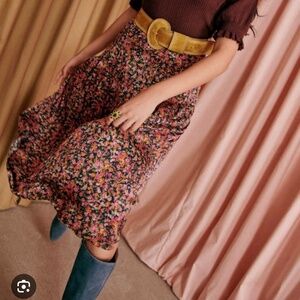 Sezane Midi Floral Skirt